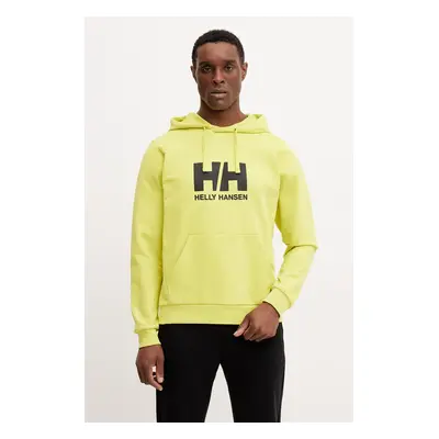 Bavlněná mikina Helly Hansen HH LOGO pánská, žlutá barva, s kapucí, s potiskem, 30394