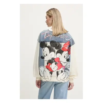 Bavlněná mikina Desigual MICKEY MOUSE dámská, béžová barva, s potiskem, 25SWSK39