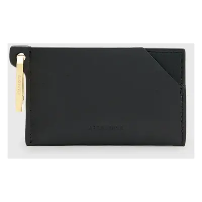 Kožené pouzdro na karty AllSaints HEX CARDHOLDER černá barva, W398XB