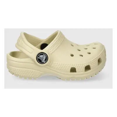 Dětské pantofle Crocs CLASSIC CLOG béžová barva