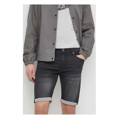 Džínové šortky Pepe Jeans SLIM GYMDIGO SHORT pánské, černá barva, PM801075XG7