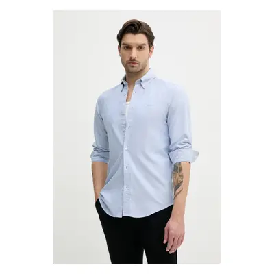 Bavlněná košile BOSS bílá barva, slim, s límečkem button-down, 50520265