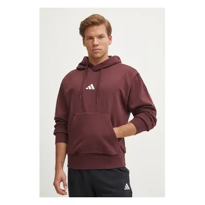 Mikina adidas Feelcozy pánská, červená barva, s kapucí, hladká, IN6070