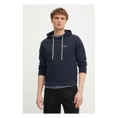 Bavlněná mikina Pepe Jeans ESSENTIAL HOODIE pánská, tmavomodrá barva, s kapucí, hladká, PM582839