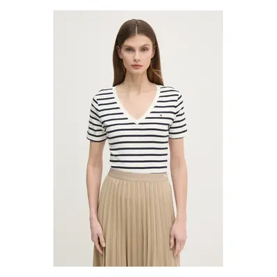 Bavlněné tričko Tommy Hilfiger bílá barva, WW0WW40584