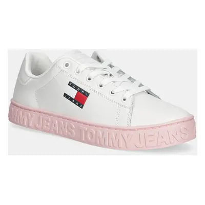 Kožené sneakers boty Tommy Jeans TJW LOGO SNEAKER ESS béžová barva, EN0EN02703