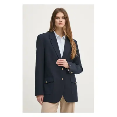 Blazer s příměsí vlny Tommy Hilfiger tmavomodrá barva, WW0WW43786