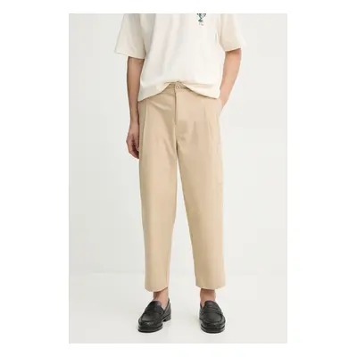 Kalhoty Drôle de Monsieur Le Pantalon Cropped Twill pánské, béžová barva, jednoduché, F-BP155-CO