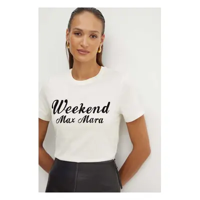 Bavlněné tričko Weekend Max Mara béžová barva, 2425976031600