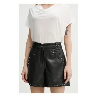 Kraťasy Bruuns Bazaar dámské, černá barva, s aplikací, high waist, BBW4393