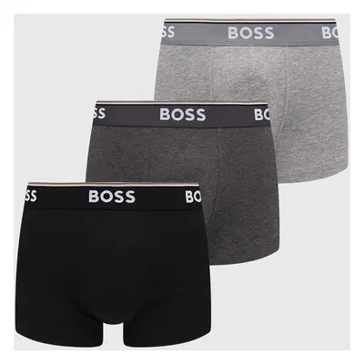 Boxerky BOSS 3-pack pánské, šedá barva, 50475274