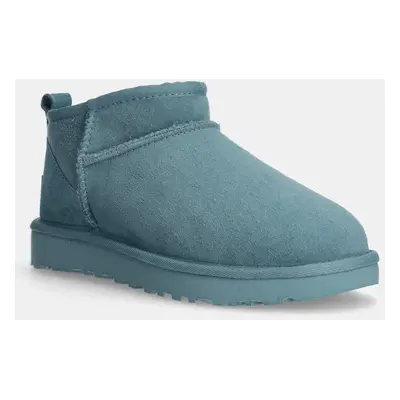 Semišové sněhule UGG Classic Ultra Mini tyrkysová barva, 1116109-DEE