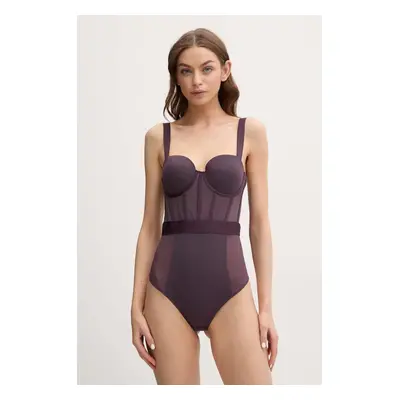 Body Dkny fialová barva, průhledné, DK6008