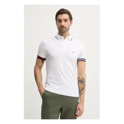 Polo tričko Tommy Hilfiger bílá barva, s aplikací, MW0MW38458