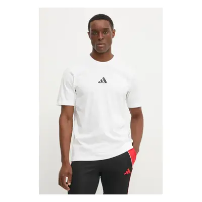 Bavlněné tričko adidas M C PHOTO TEE bílá barva, s potiskem, JN6951