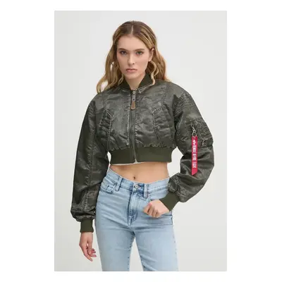 Bomber bunda Alpha Industries MA-1 Vintage Cropped Wmn zelená barva, přechodná, oversize, 156002