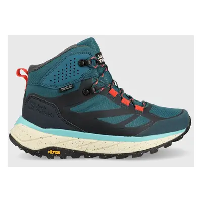 Boty Jack Wolfskin Terraventure Texapore Mid dámské, tyrkysová barva, zateplené