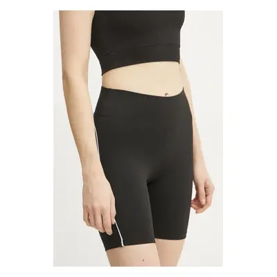 Kraťasy PLEIN SPORT dámské, černá barva, hladké, high waist, SAEC WJT2036 STE003N