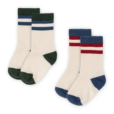 Dětské ponožky Konges Sløjd 2 PACK RIB SOCKS 2-pack béžová barva, KS102922