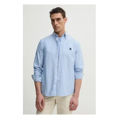 Košile Tommy Hilfiger pánská, modrá barva, regular, s límečkem button-down, MW0MW39235