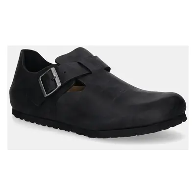 Nubukové polobotky Birkenstock London černá barva