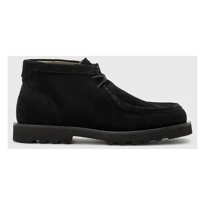 Semišové boty AllSaints Skiff Suede Boot pánské, černá barva, M015FC