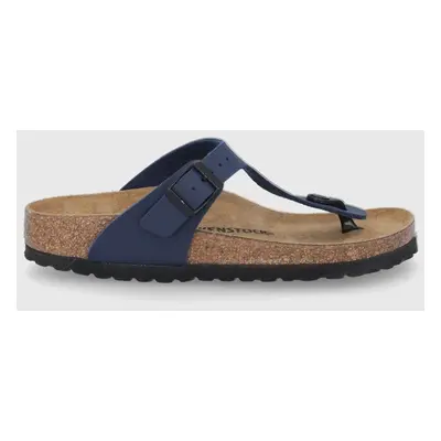 Žabky Birkenstock Gizeh dámské, tmavomodrá barva, na plochém podpatku, 752663