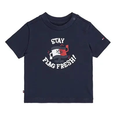 Kojenecké tričko Tommy Hilfiger tmavomodrá barva, s potiskem, KN0KN02024