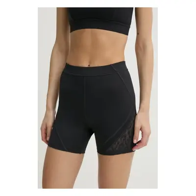 Tréninkové šortky Reebok černá barva, hladké, high waist, 100230998