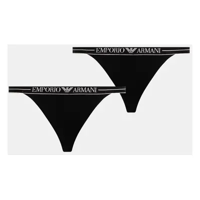 Tanga Emporio Armani Underwear 2-pack černá barva, EW000405 AF10881