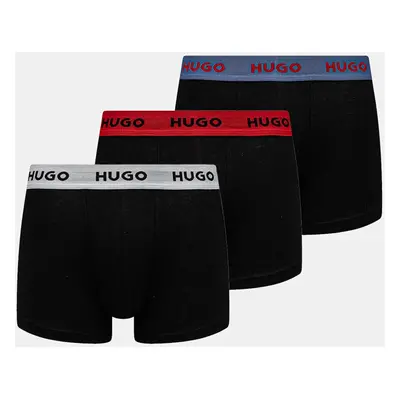 Boxerky HUGO 3-pack pánské, černá barva, 50532611