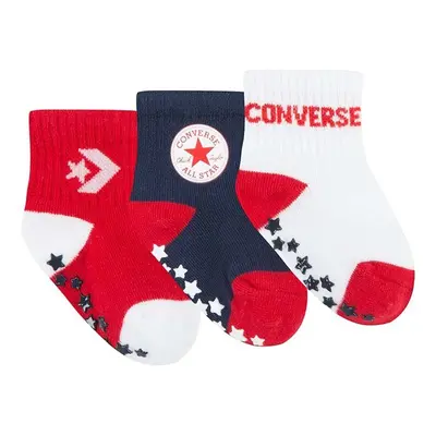 Kojenecké ponožky Converse 3-pack červená barva