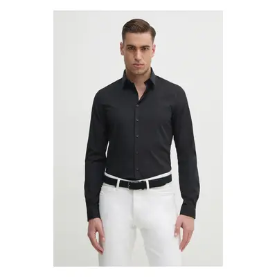 Košile Calvin Klein pánská, černá barva, slim, s klasickým límcem, K10K112743