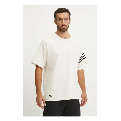 Bavlněné tričko adidas Originals Neuclassics Tee béžová barva, s aplikací, JF9139