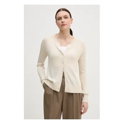 Cardigan s příměsí hedvábí Calvin Klein béžová barva, K20K208405