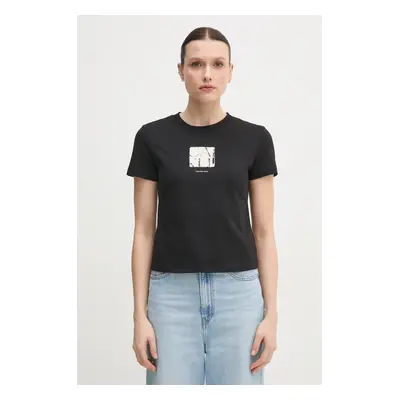 Bavlněné tričko Calvin Klein Jeans černá barva, J20J225260