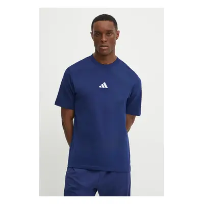 Bavlněné tričko adidas Essential tmavomodrá barva, s aplikací, JF1093