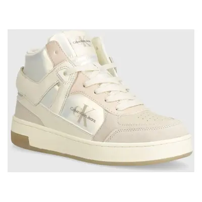 Sneakers boty Calvin Klein Jeans BASKET CUPSOLE HIGH MIX ML MTR béžová barva, YW0YW01489