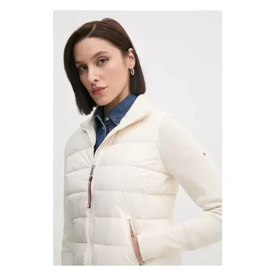 Bunda Tommy Hilfiger dámská, béžová barva, přechodná, WW0WW43771