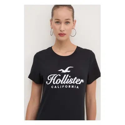 Bavlněné tričko Hollister Co. černá barva, KI357-3284