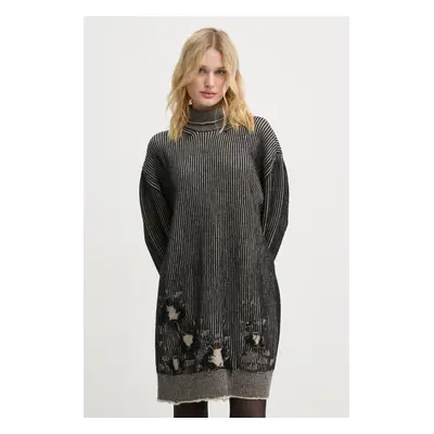 Oboustranné vlněné šaty MM6 Maison Margiela černá barva, mini, oversize, S62DA0031.M13076