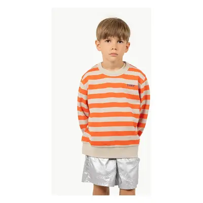 Dětská bavlněná mikina Tinycottons STRIPES SWEATSHIRT oranžová barva, vzorovaná, SS25-125