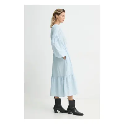 Bavlněné šaty Levi's JOLENE LS MAXI DRESS modrá barva, midi, 001HS