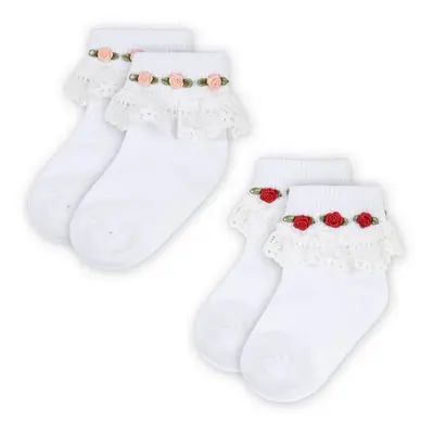 Dětské ponožky Konges Sløjd 2 PACK LACE SOCKS 2-pack bílá barva, KS102241