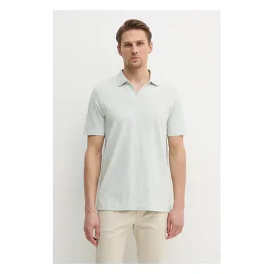 Polo tričko s lněnou směsí Calvin Klein šedá barva, K10K114136