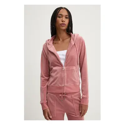 Mikina Juicy Couture ROBERTSON CLASS dámská, růžová barva, s kapucí, hladká, JCAP176EU