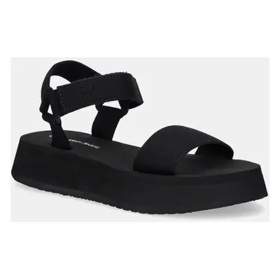 Sandály Calvin Klein Jeans SANDAL VELCRO WEBBING MG dámské, černá barva, na platformě, YW0YW0169