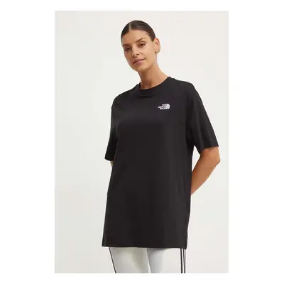 Bavlněné tričko The North Face W S/S Essential Oversize Tee černá barva, NF0A87NQJK31