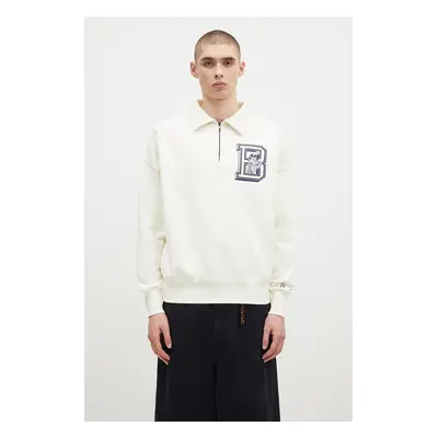 Bavlněná mikina Billionaire Boys Club College Quarter Zip pánská, béžová barva, s potiskem, B243