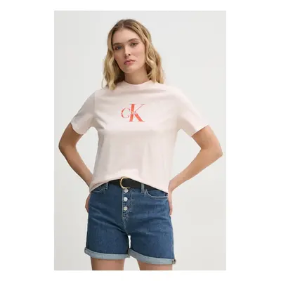 Bavlněné tričko Calvin Klein Jeans růžová barva, LV047B863G